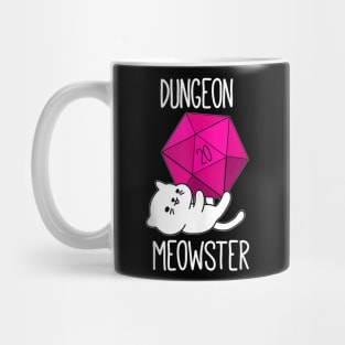 Dungeon Meowster Funny Nerdy Cat D20 Dice RPG Gamer Mug